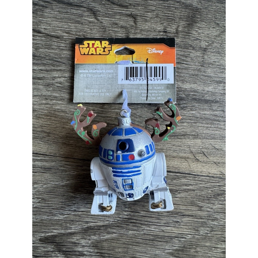 Hallmark Star Wars R2D2 with Antlers Christmas Tree Ornament Disney NWT